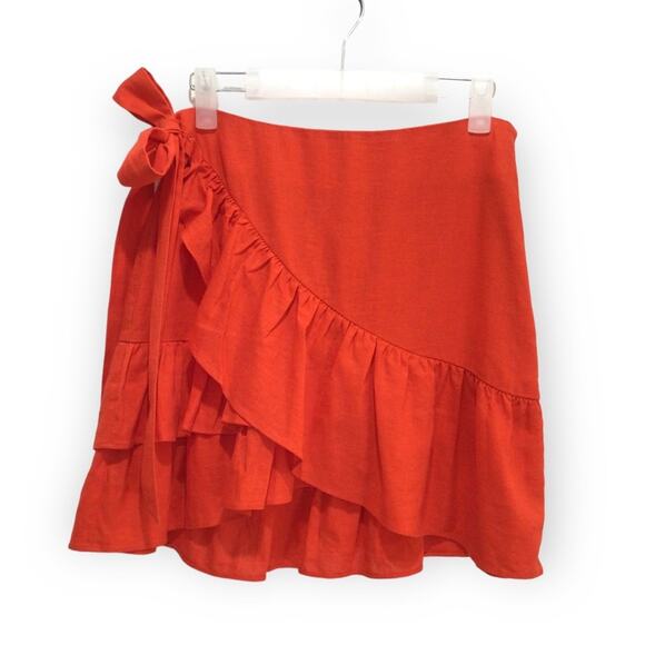 TOPSHOP Ruffle Mini Skirt with Bow Tie size 2 - Picture 1 of 5